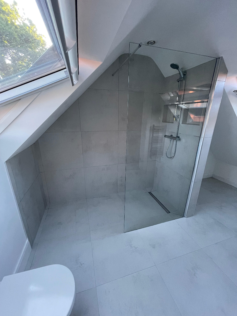 Modern wet room installation in Worthing BN13 showing professional tiling and waterproofing